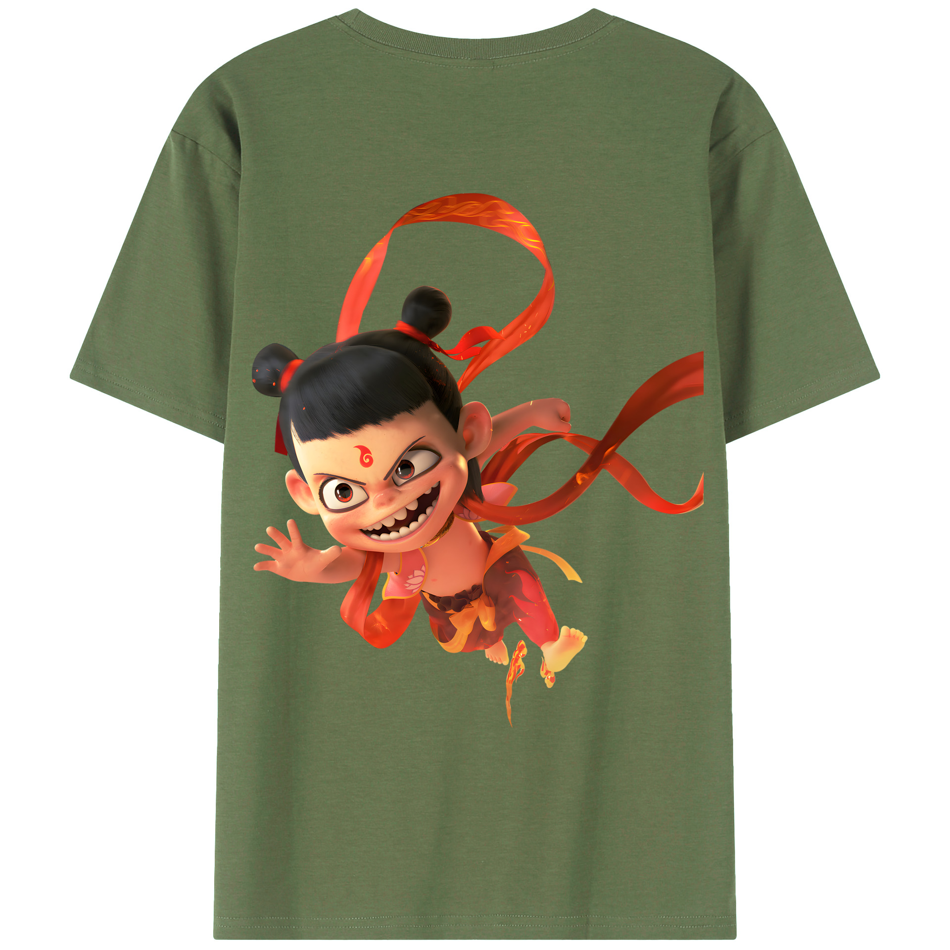 （画像用） Ne Zha 2 ナタ 魔童の大暴れ 綿100％ メンズ半袖Tシャツ（バックプリント） 通気性